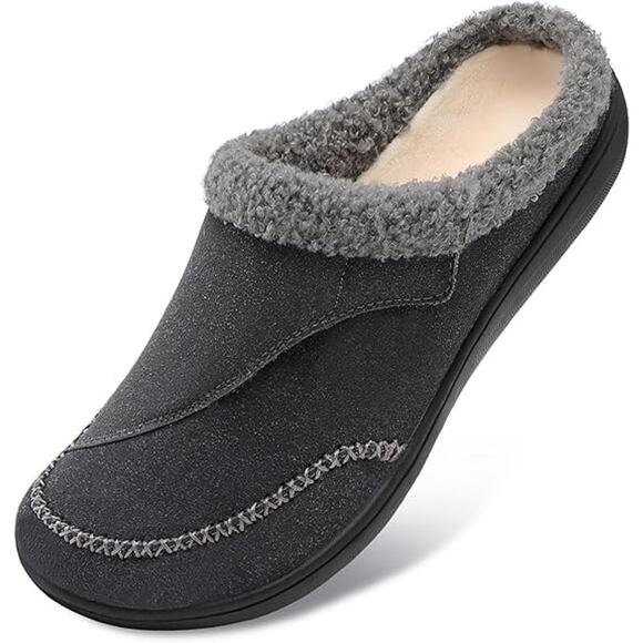 LeIsfIt Mens Size 11 Gray Slide On Memory Foam Hook Loop Adjustable Slippers - Picture 1 of 7